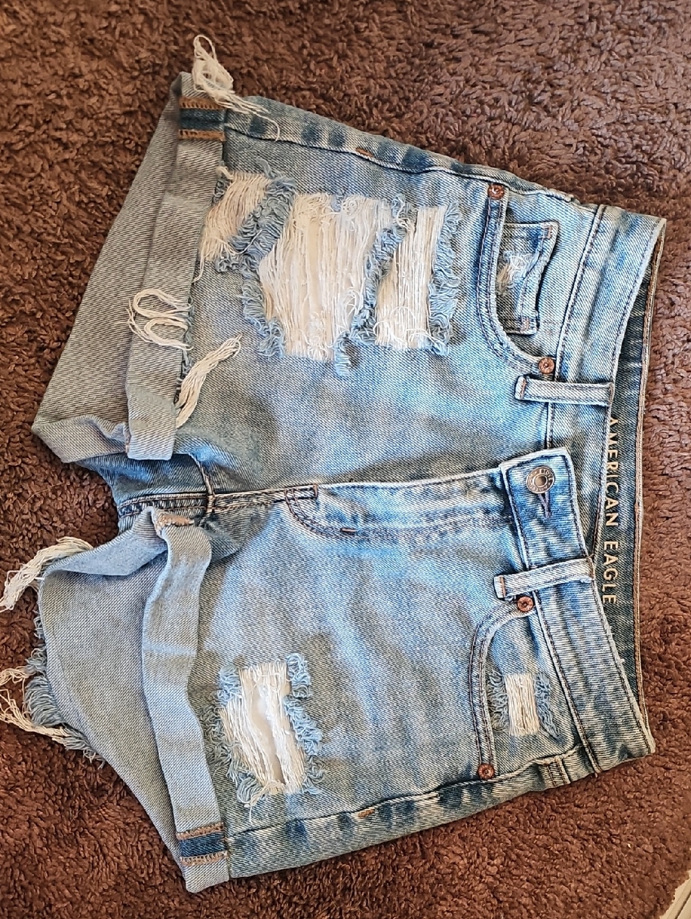 American Eagle Outfitters Light Wash Distressed Denim Shorts